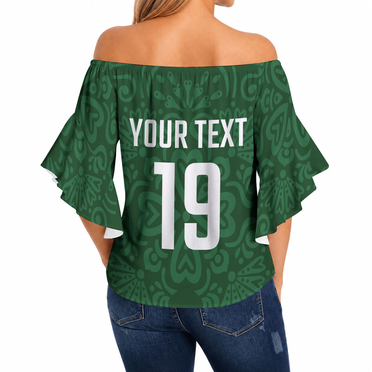 Custom Pakistan Cricket Off Shoulder Wrap Waist Top Shaheens Crescent Star Spirit