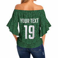 Custom Pakistan Cricket Off Shoulder Wrap Waist Top Shaheens Crescent Star Spirit