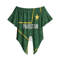 Custom Pakistan Cricket Off Shoulder Wrap Waist Top Shaheens Crescent Star Spirit