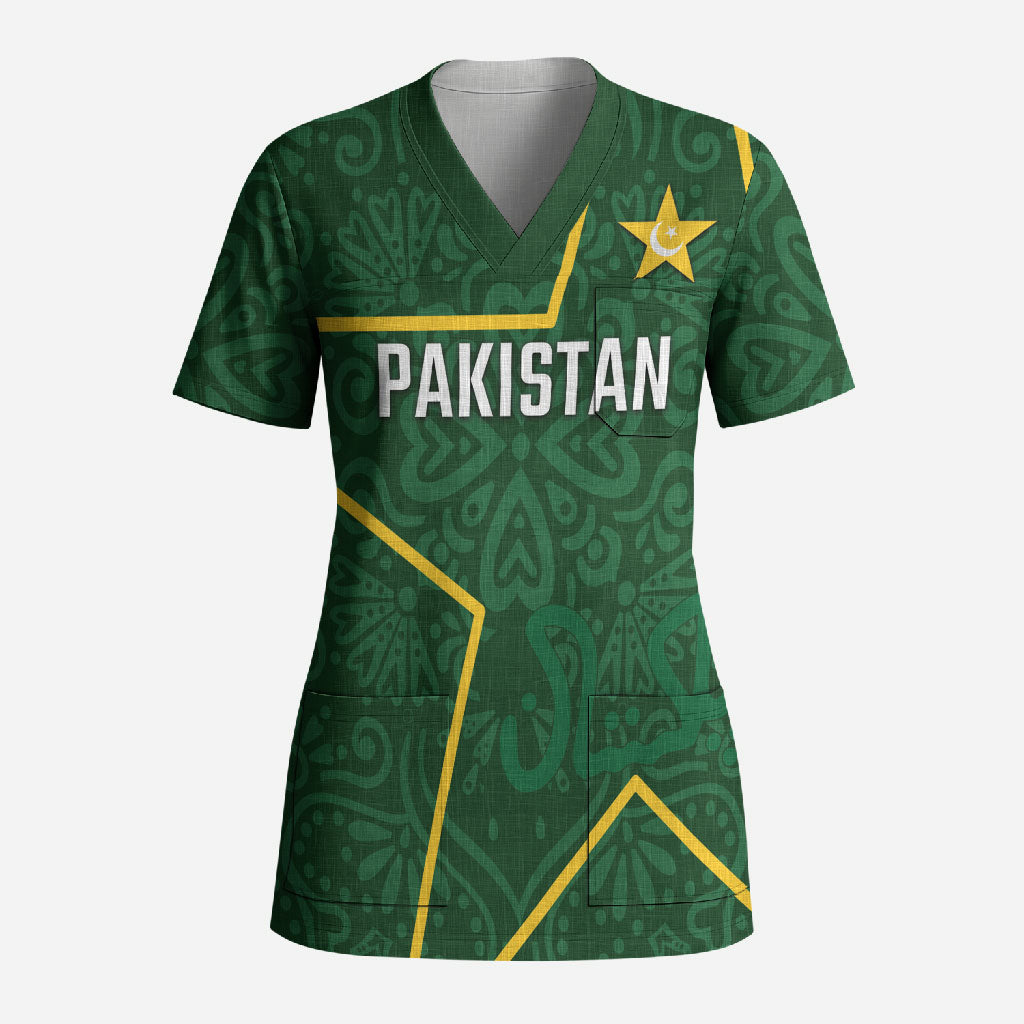 Custom Pakistan Cricket Scrub Top Shaheens Crescent Star Spirit