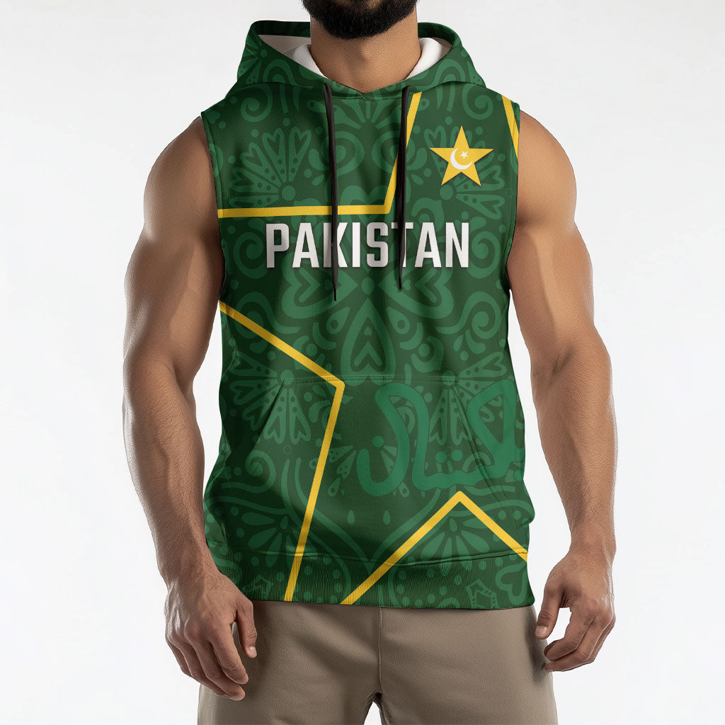 Custom Pakistan Cricket Sleeveless Hoodie Shaheens Crescent Star Spirit