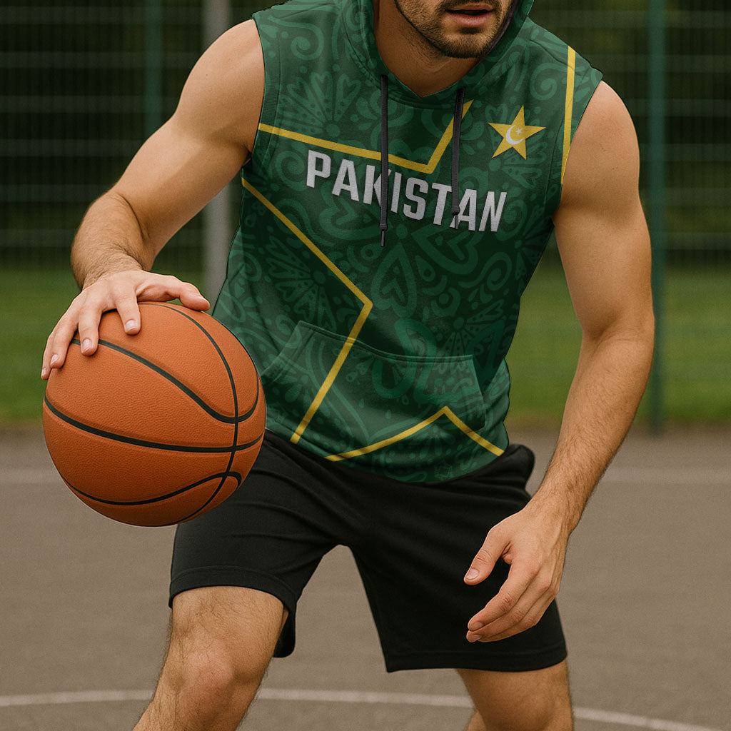 Custom Pakistan Cricket Sleeveless Hoodie Shaheens Crescent Star Spirit