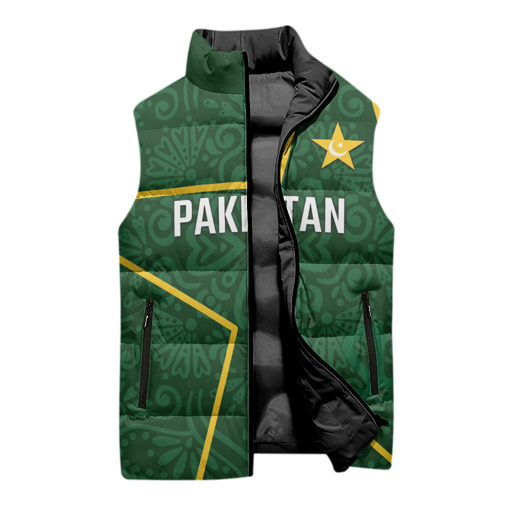 Custom Pakistan Cricket Sleeveless Puffer Jacket Shaheens Crescent Star Spirit