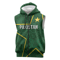 Custom Pakistan Cricket Sleeveless Zip Hoodie Shaheens Crescent Star Spirit