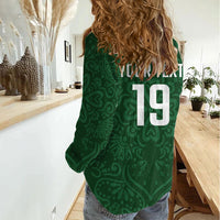 Custom Pakistan Cricket Women Casual Shirt Shaheens Crescent Star Spirit
