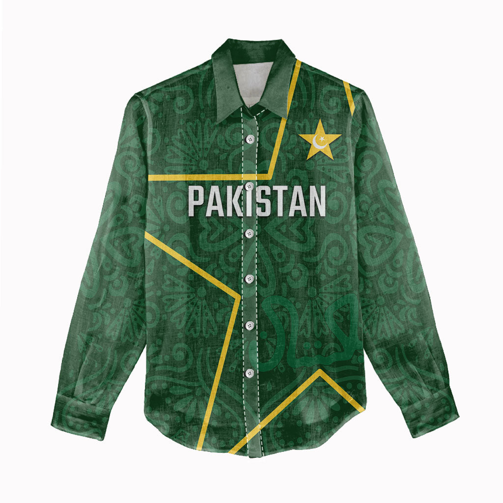 Custom Pakistan Cricket Women Casual Shirt Shaheens Crescent Star Spirit
