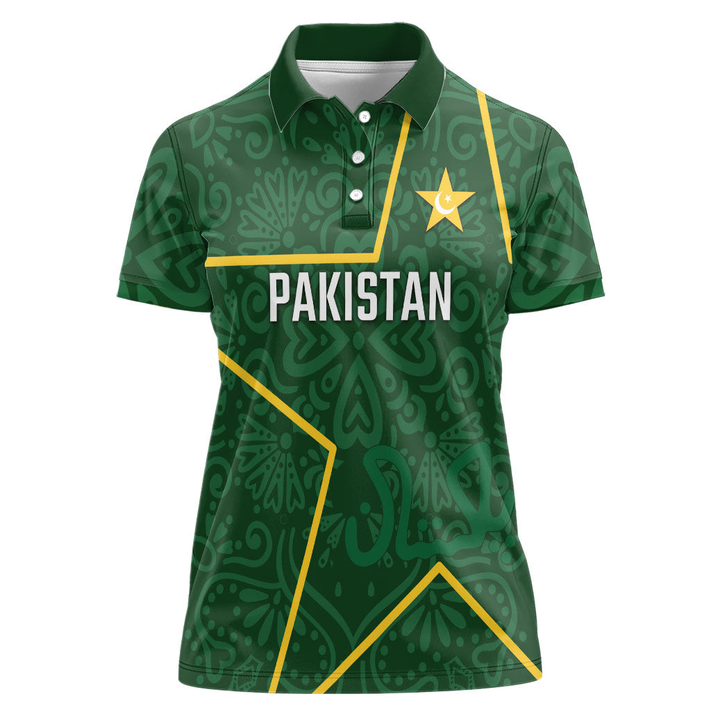 Custom Pakistan Cricket Women Polo Shirt Shaheens Crescent Star Spirit