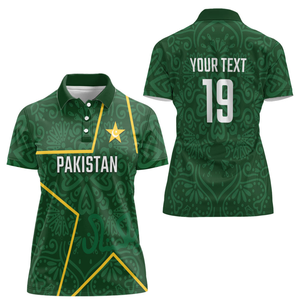 Custom Pakistan Cricket Women Polo Shirt Shaheens Crescent Star Spirit