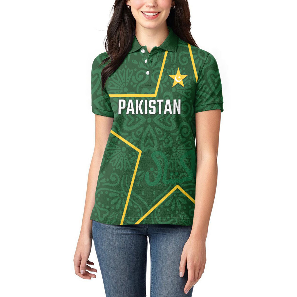 Custom Pakistan Cricket Women Polo Shirt Shaheens Crescent Star Spirit