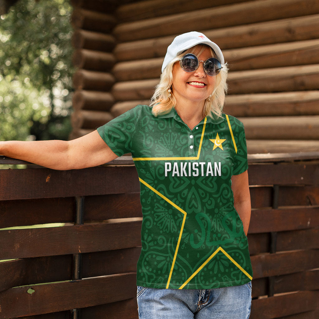 Custom Pakistan Cricket Women Polo Shirt Shaheens Crescent Star Spirit