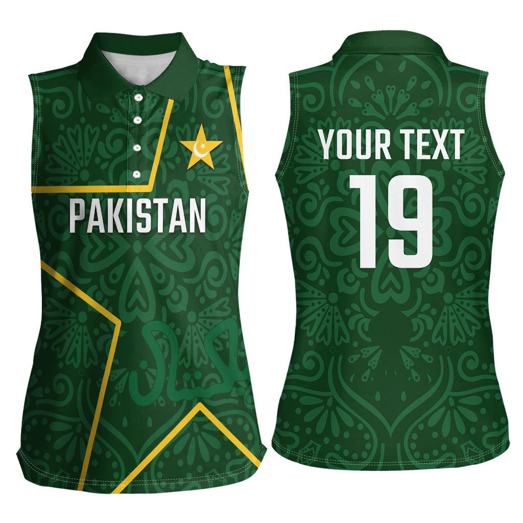 Custom Pakistan Cricket Women Sleeveless Polo Shirt Shaheens Crescent Star Spirit