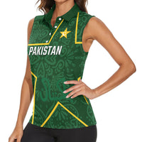 Custom Pakistan Cricket Women Sleeveless Polo Shirt Shaheens Crescent Star Spirit