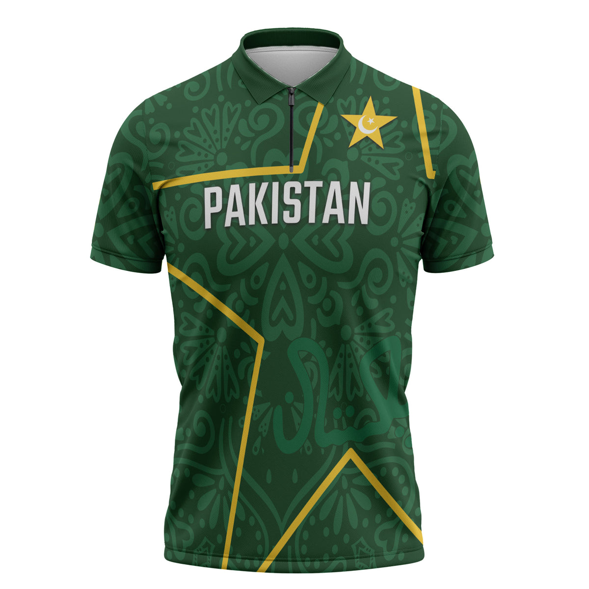 Custom Pakistan Cricket Zipper Polo Shirt Shaheens Crescent Star Spirit