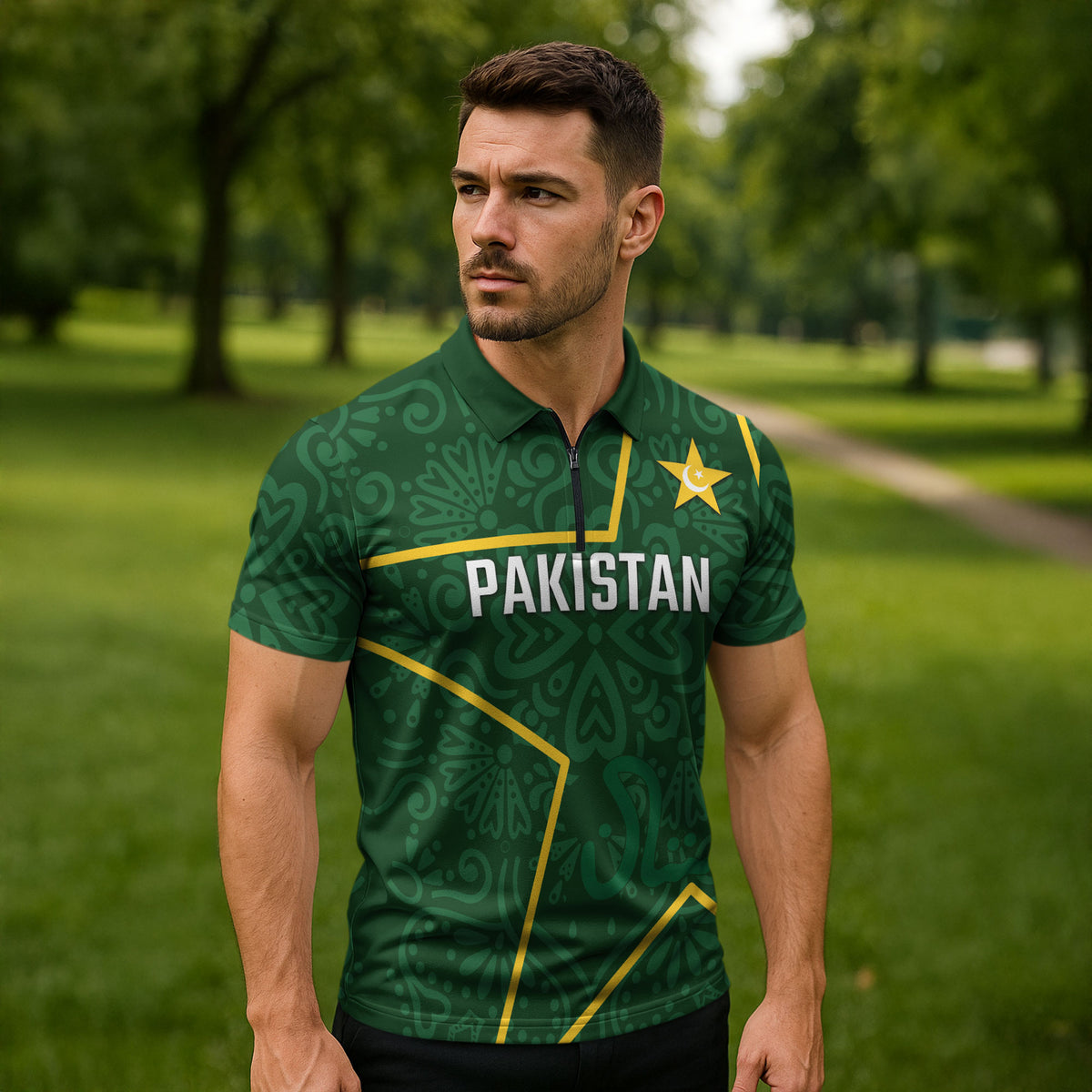 Custom Pakistan Cricket Zipper Polo Shirt Shaheens Crescent Star Spirit