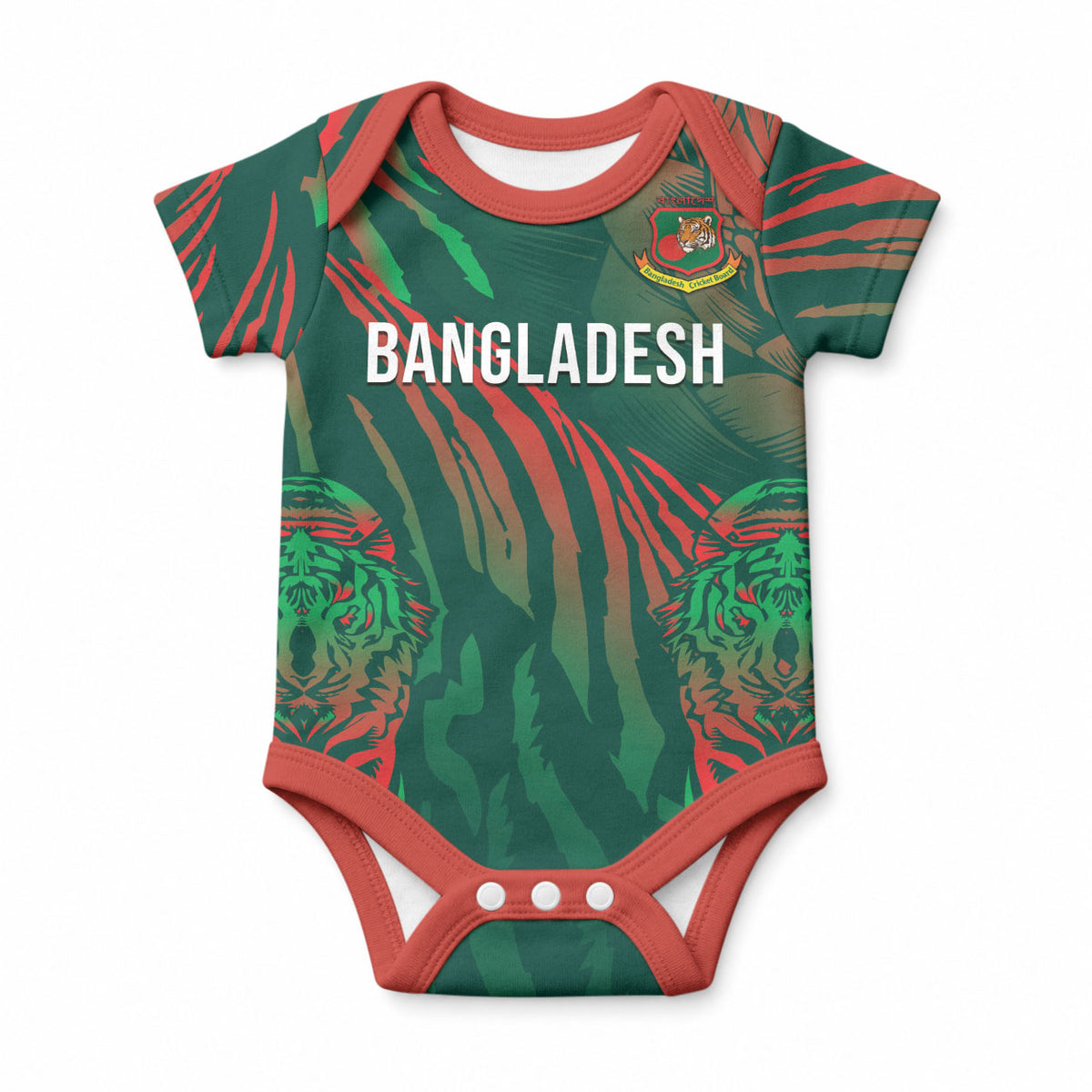 Custom Bangladesh Cricket Baby Onesie Royal Bengal Tiger Spirit