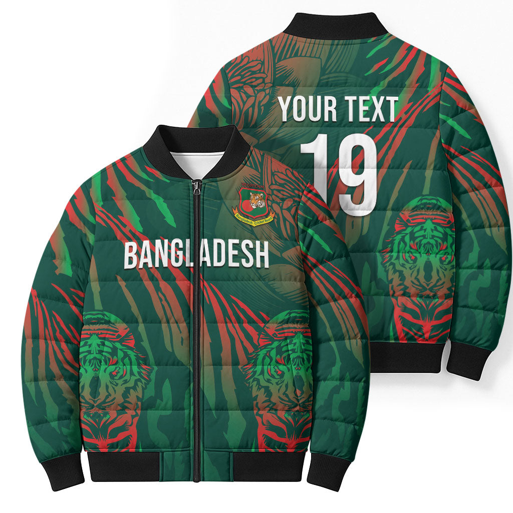 Custom Bangladesh Cricket Bomber Puffer Jacket Royal Bengal Tiger Spirit