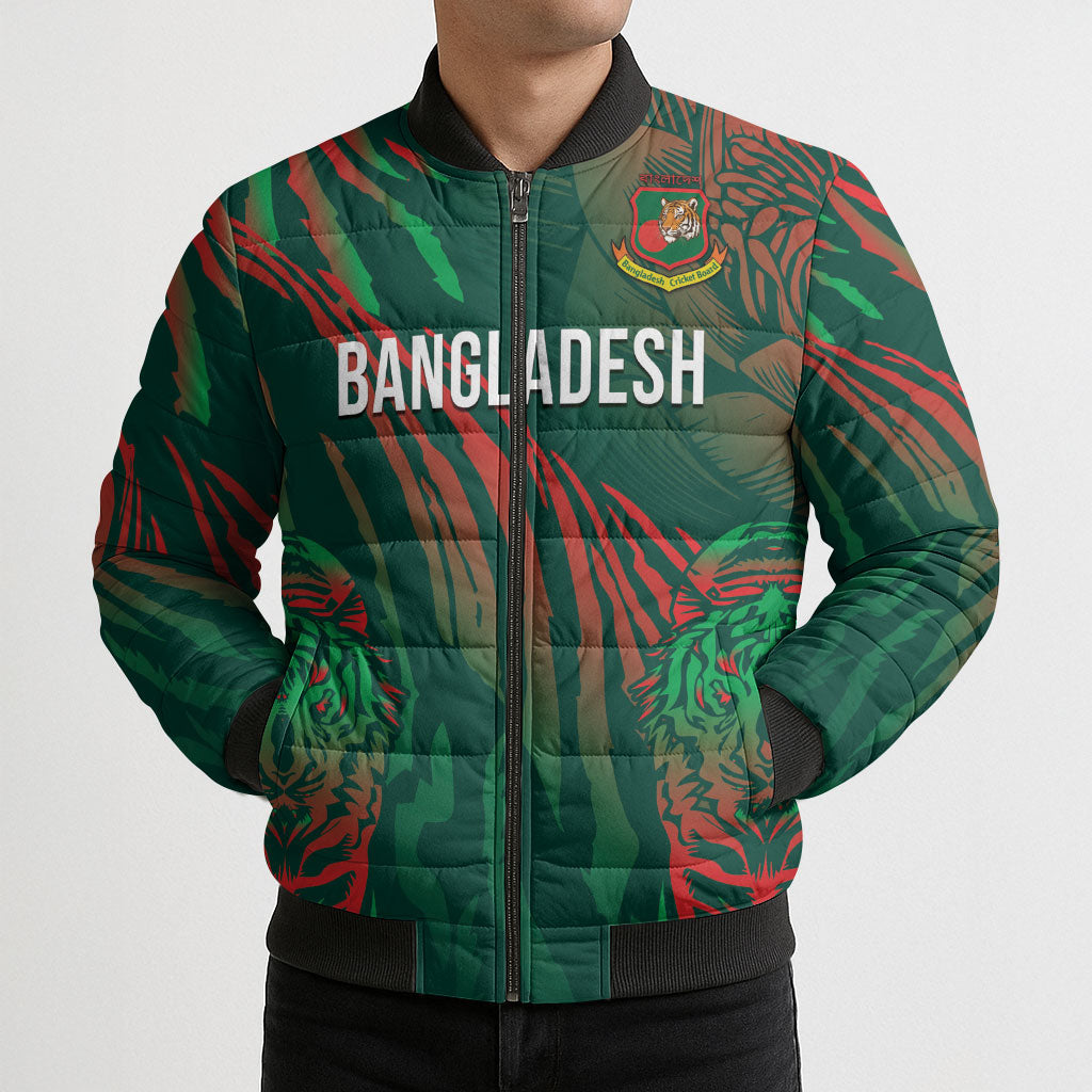 Custom Bangladesh Cricket Bomber Puffer Jacket Royal Bengal Tiger Spirit