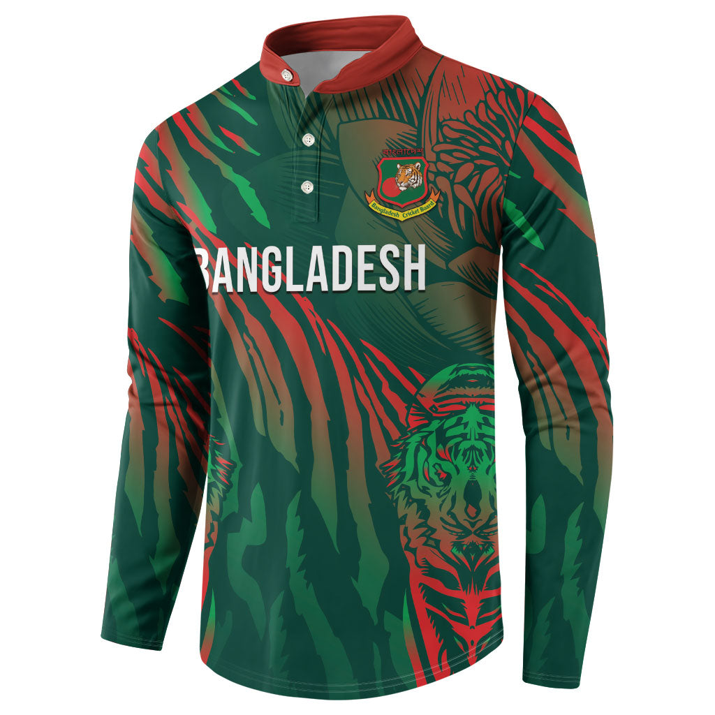 Custom Bangladesh Cricket Button Sweatshirt Royal Bengal Tiger Spirit