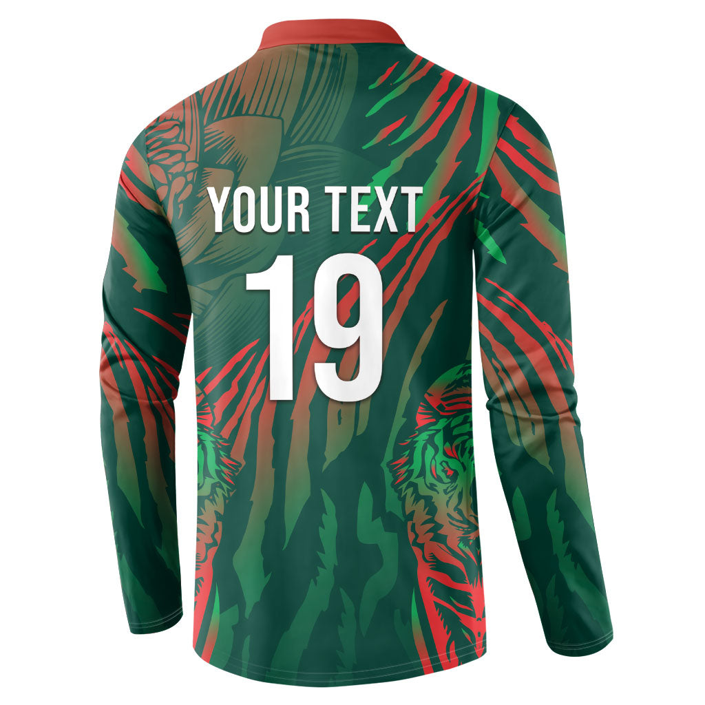 Custom Bangladesh Cricket Button Sweatshirt Royal Bengal Tiger Spirit