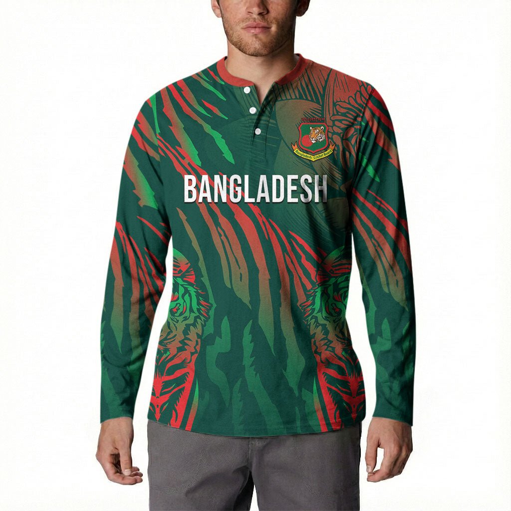 Custom Bangladesh Cricket Button Sweatshirt Royal Bengal Tiger Spirit