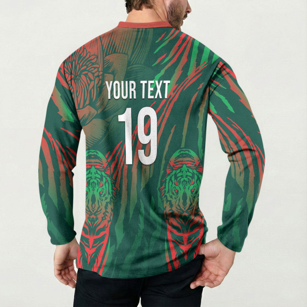 Custom Bangladesh Cricket Button Sweatshirt Royal Bengal Tiger Spirit
