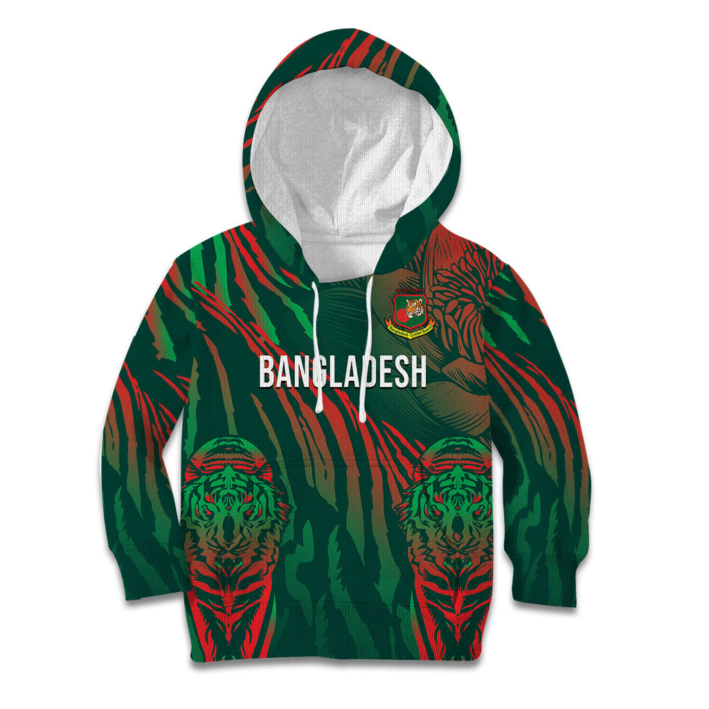 Custom Bangladesh Cricket Kid Hoodie Royal Bengal Tiger Spirit