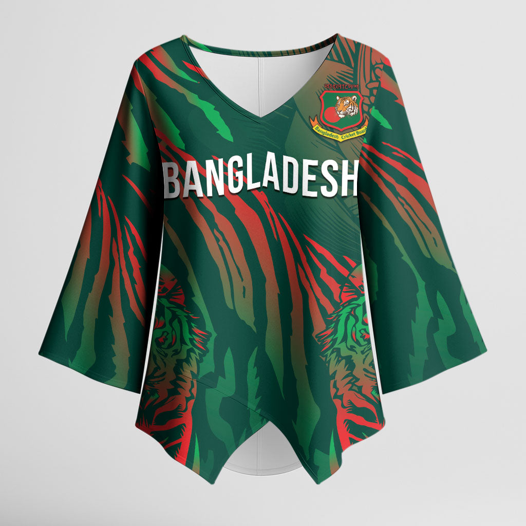 Custom Bangladesh Cricket Kimono Sleeve Blouse Royal Bengal Tiger Spirit