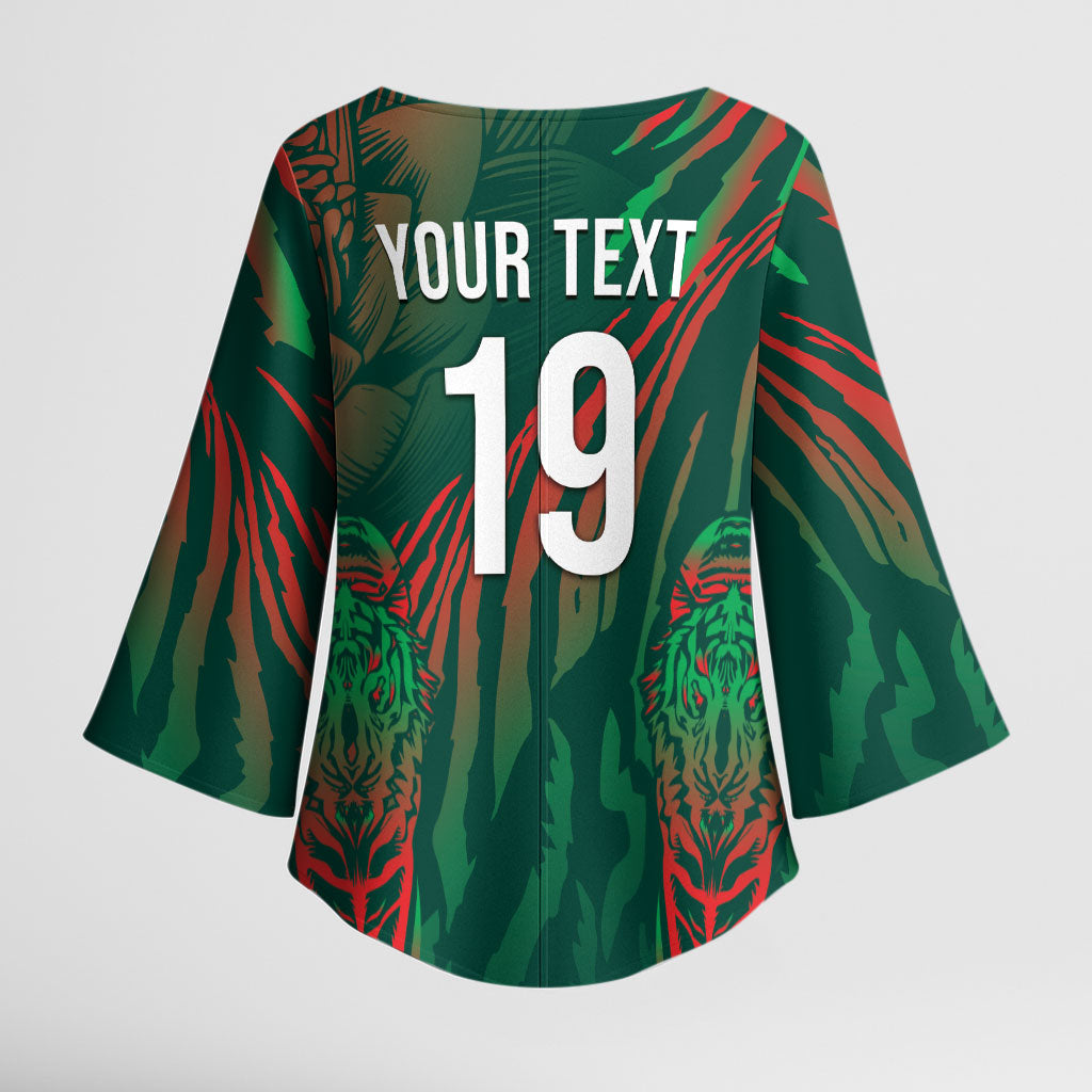 Custom Bangladesh Cricket Kimono Sleeve Blouse Royal Bengal Tiger Spirit