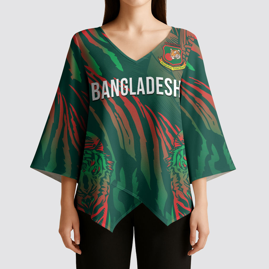 Custom Bangladesh Cricket Kimono Sleeve Blouse Royal Bengal Tiger Spirit