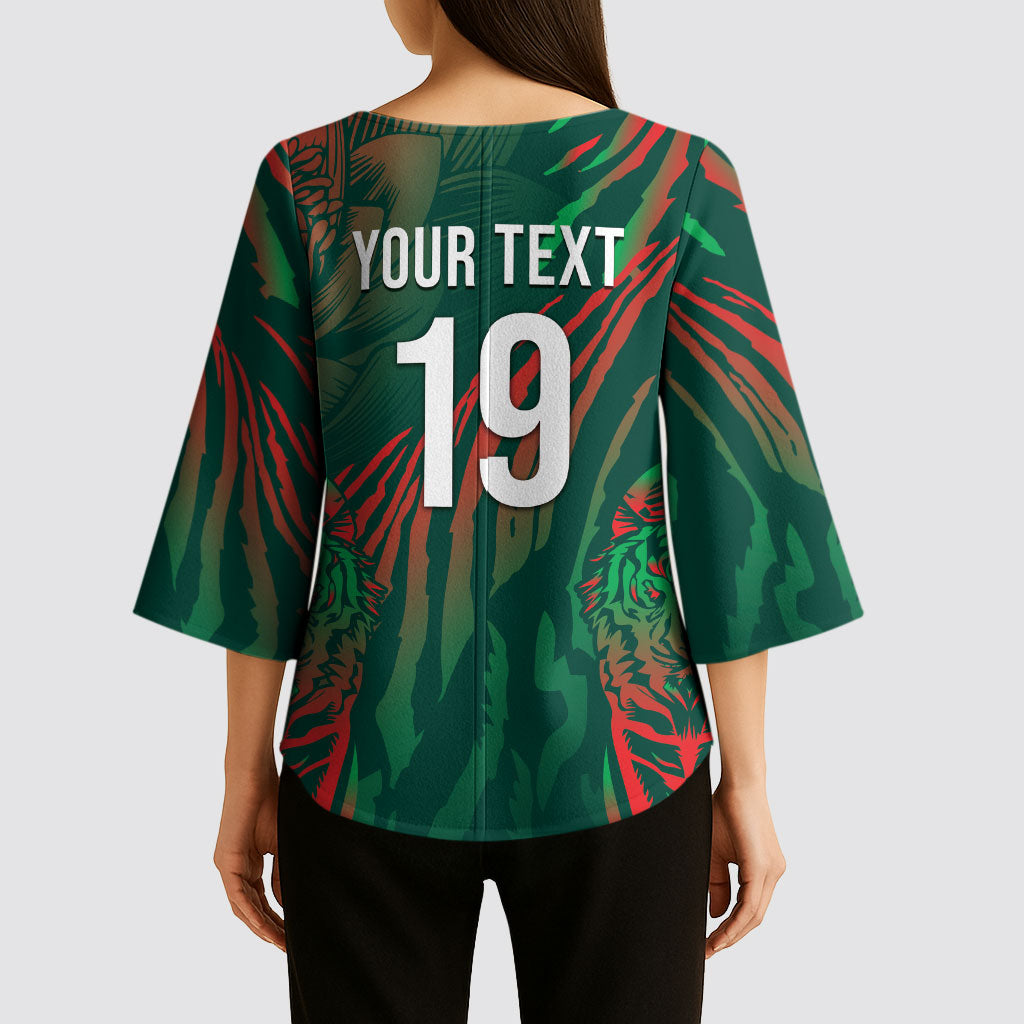Custom Bangladesh Cricket Kimono Sleeve Blouse Royal Bengal Tiger Spirit