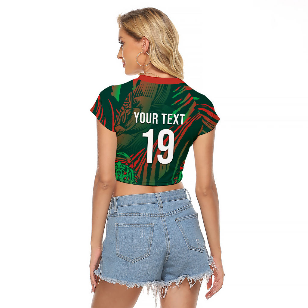 Custom Bangladesh Cricket Raglan Cropped T Shirt Royal Bengal Tiger Spirit