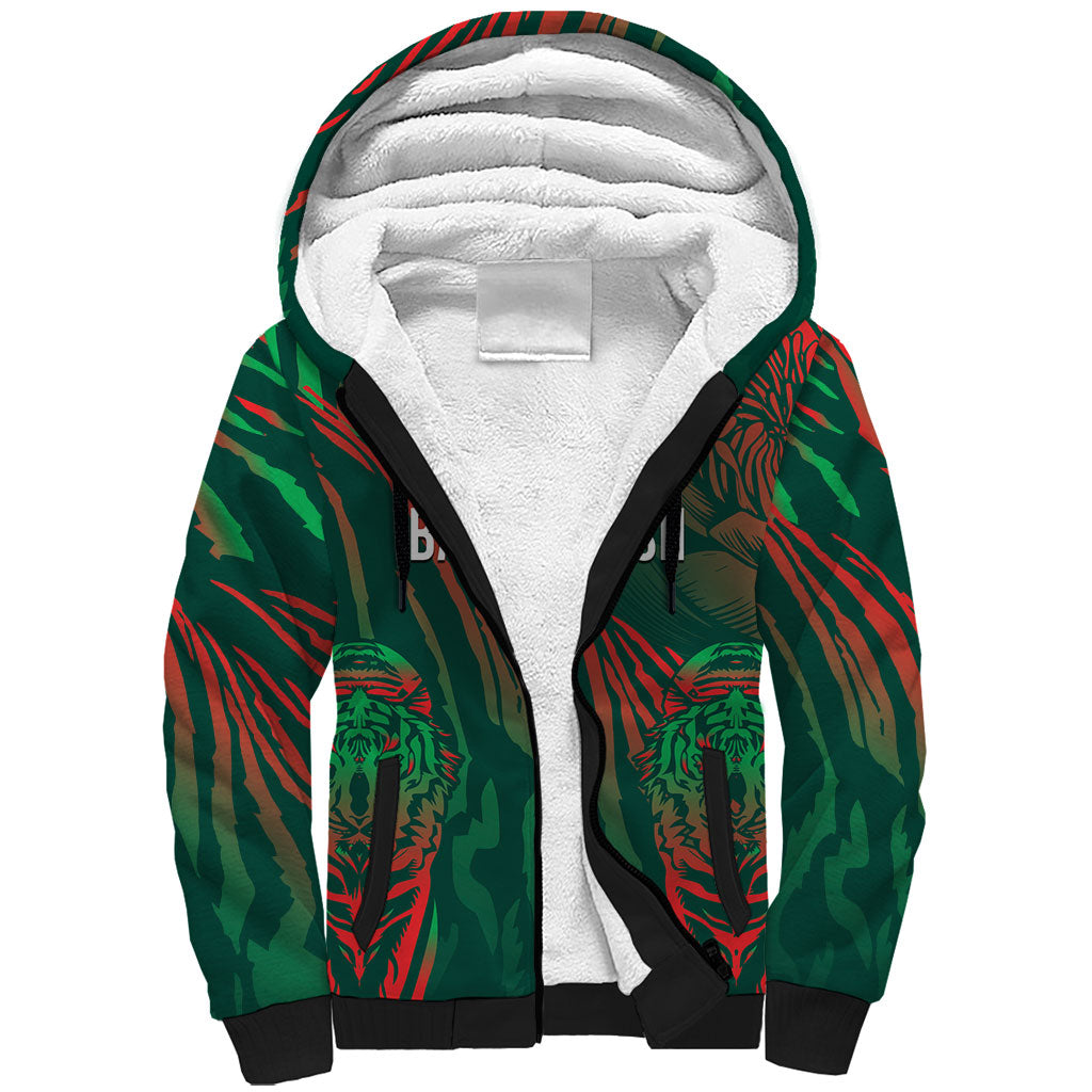 Custom Bangladesh Cricket Sherpa Hoodie Royal Bengal Tiger Spirit
