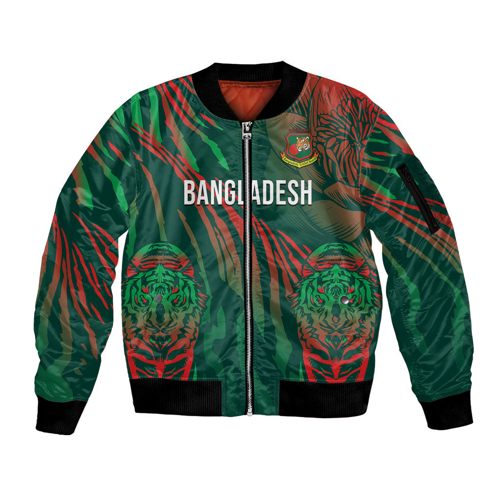 Custom Bangladesh Cricket Sleeve Zip Bomber Jacket Royal Bengal Tiger Spirit