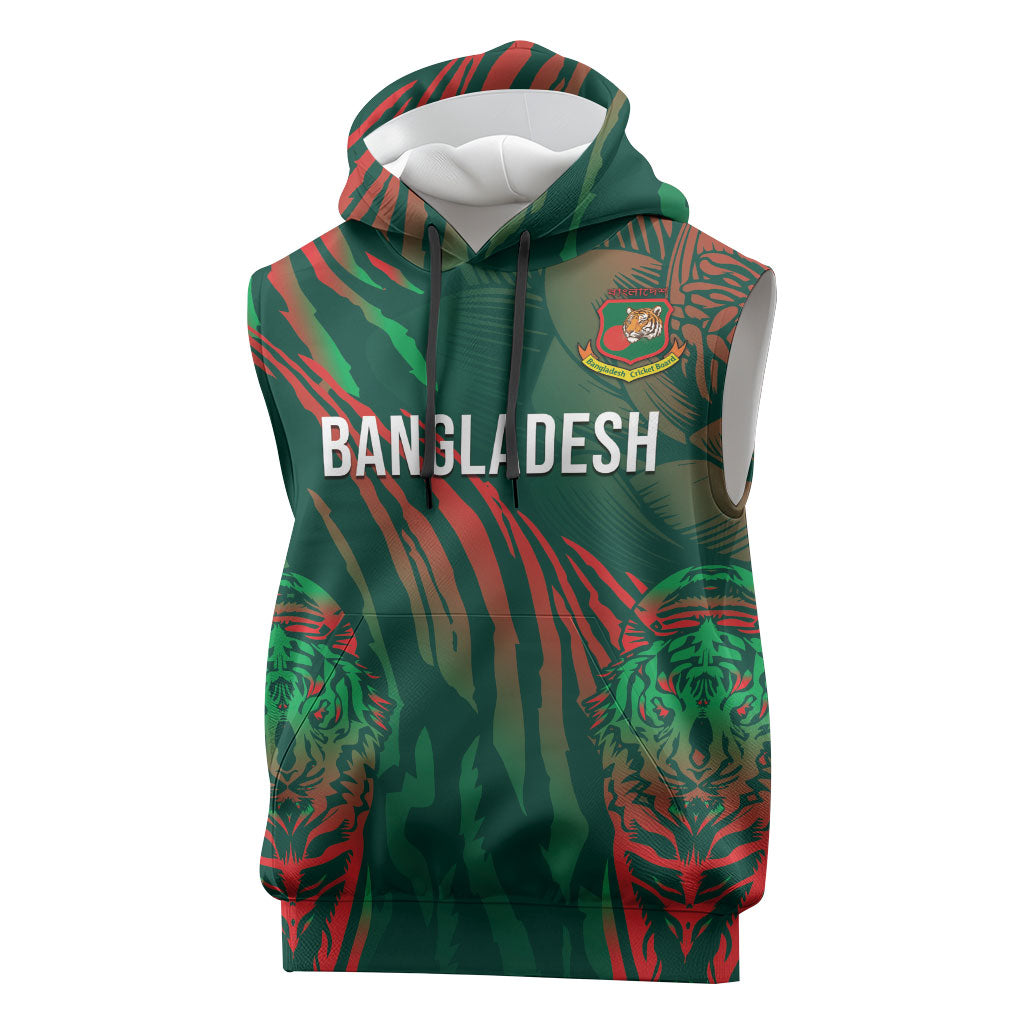 Custom Bangladesh Cricket Sleeveless Hoodie Royal Bengal Tiger Spirit