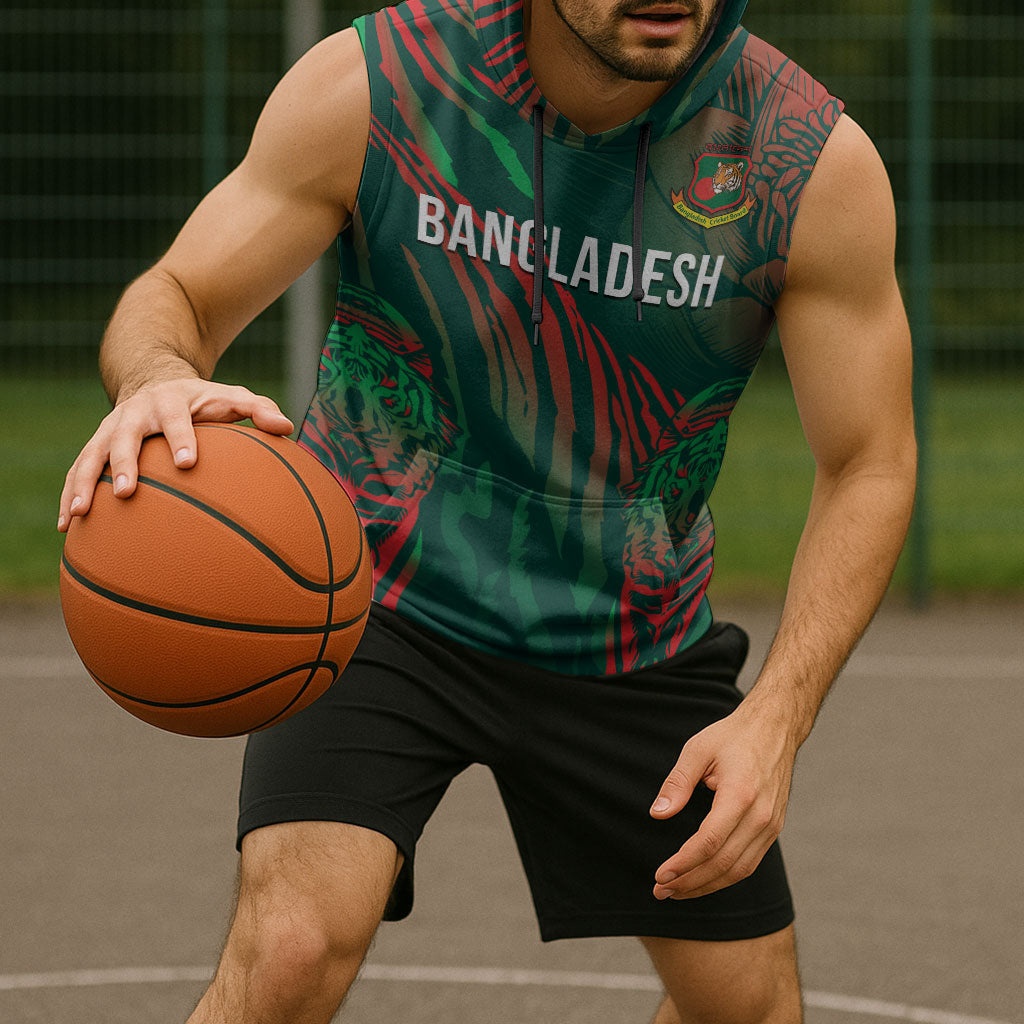 Custom Bangladesh Cricket Sleeveless Hoodie Royal Bengal Tiger Spirit