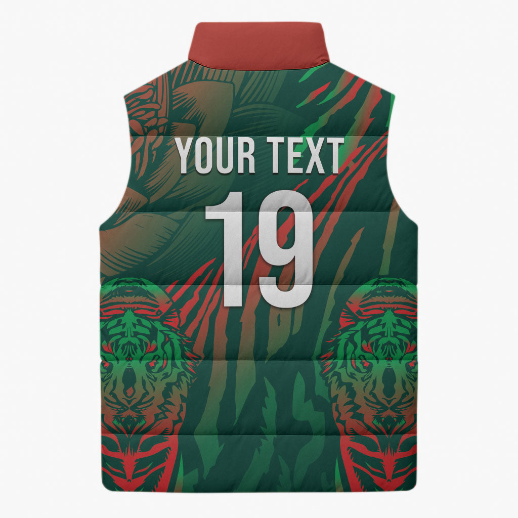 Custom Bangladesh Cricket Sleeveless Puffer Jacket Royal Bengal Tiger Spirit