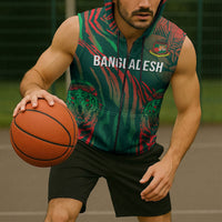 Custom Bangladesh Cricket Sleeveless Zip Hoodie Royal Bengal Tiger Spirit