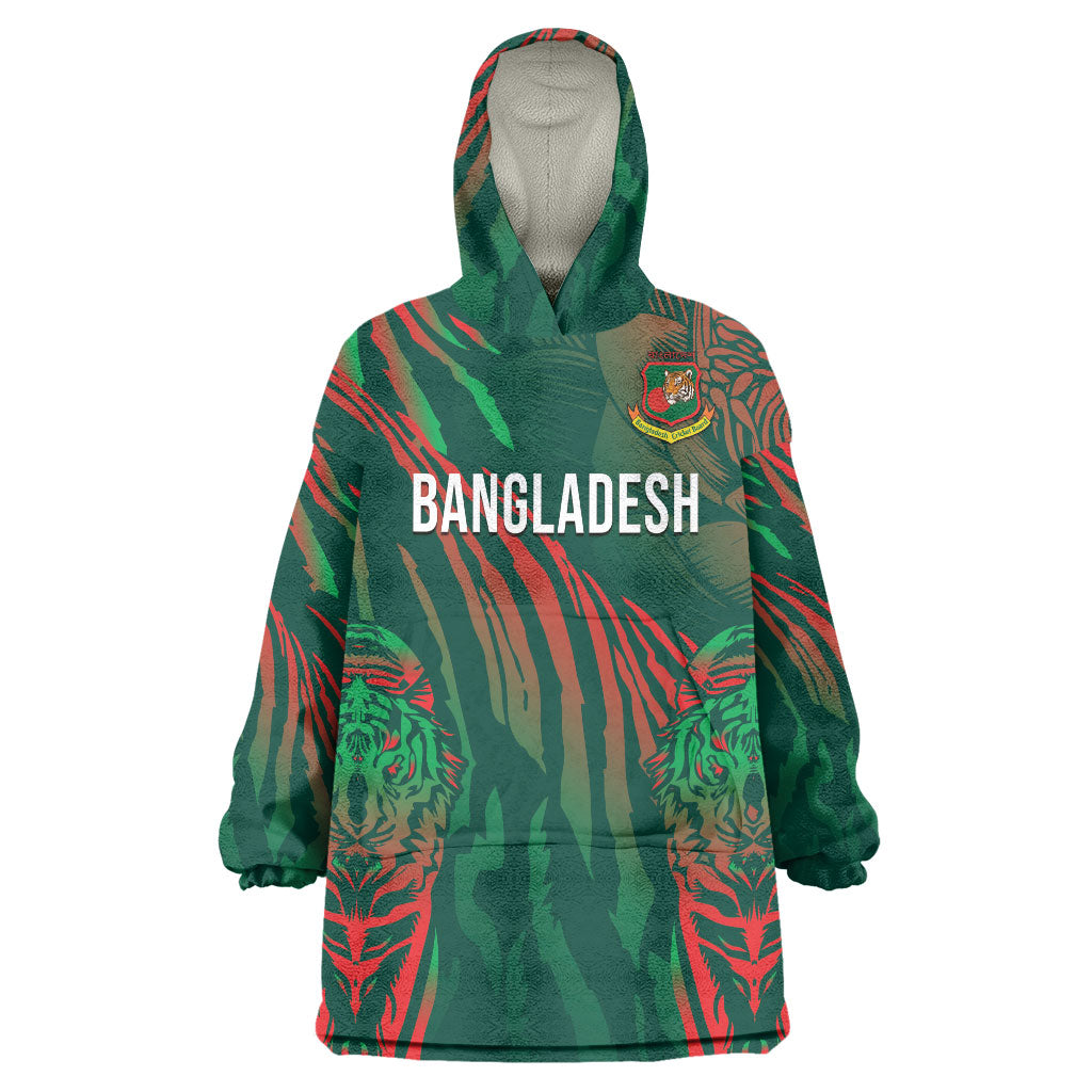 Custom Bangladesh Cricket Wearable Blanket Hoodie Royal Bengal Tiger Spirit