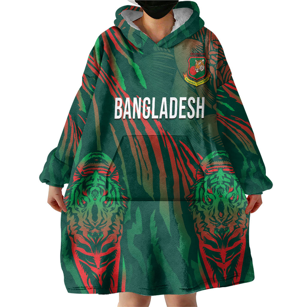 Custom Bangladesh Cricket Wearable Blanket Hoodie Royal Bengal Tiger Spirit