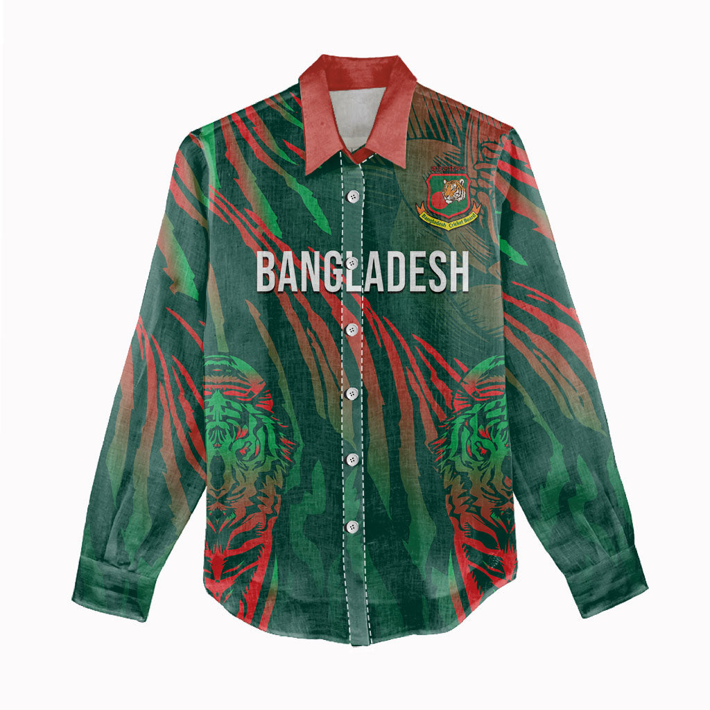 Custom Bangladesh Cricket Women Casual Shirt Royal Bengal Tiger Spirit