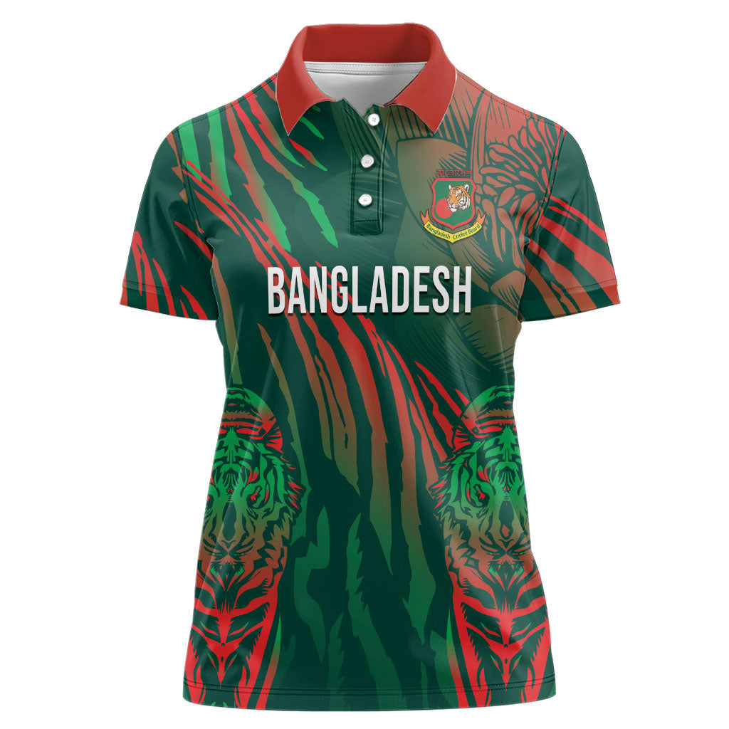 Custom Bangladesh Cricket Women Polo Shirt Royal Bengal Tiger Spirit