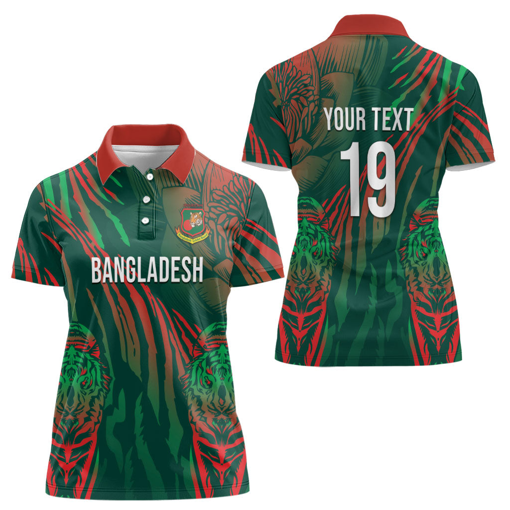Custom Bangladesh Cricket Women Polo Shirt Royal Bengal Tiger Spirit