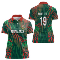 Custom Bangladesh Cricket Women Polo Shirt Royal Bengal Tiger Spirit