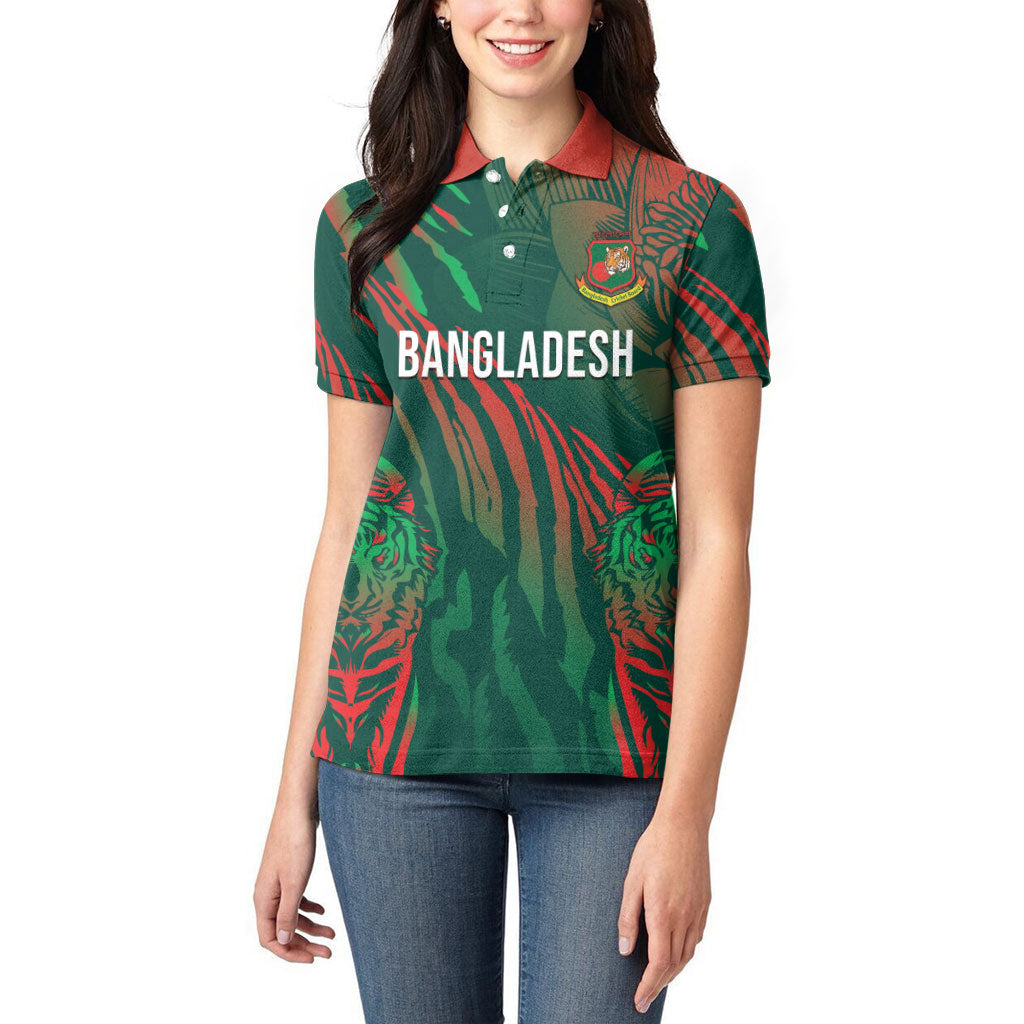 Custom Bangladesh Cricket Women Polo Shirt Royal Bengal Tiger Spirit