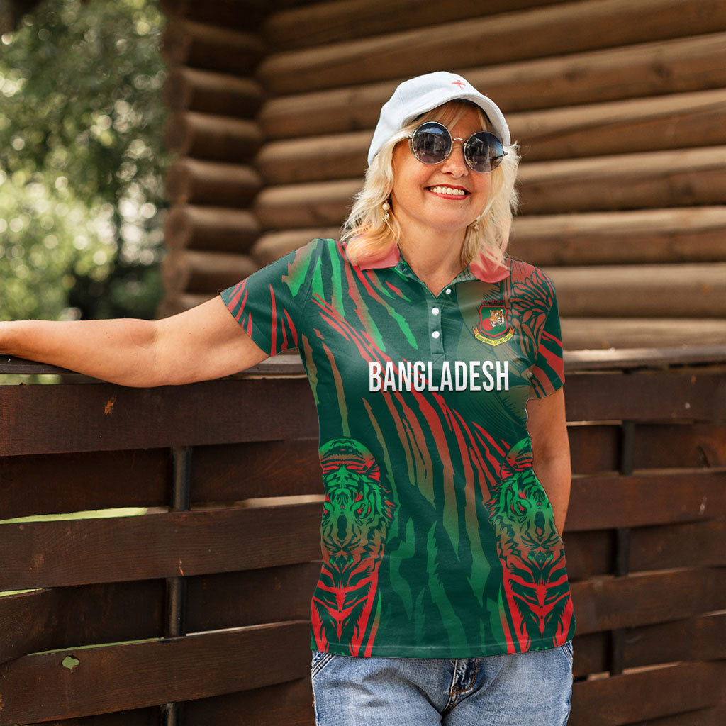 Custom Bangladesh Cricket Women Polo Shirt Royal Bengal Tiger Spirit
