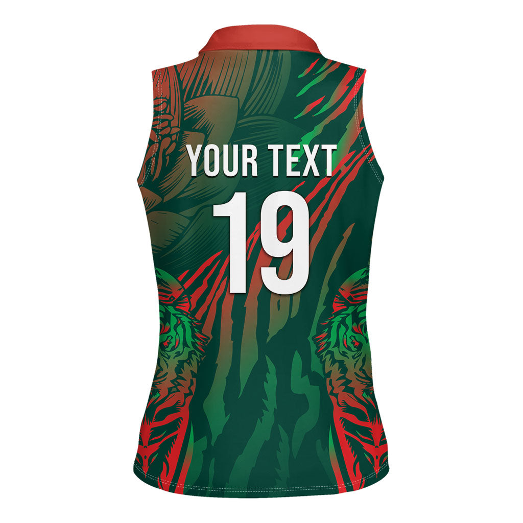 Custom Bangladesh Cricket Women Sleeveless Polo Shirt Royal Bengal Tiger Spirit