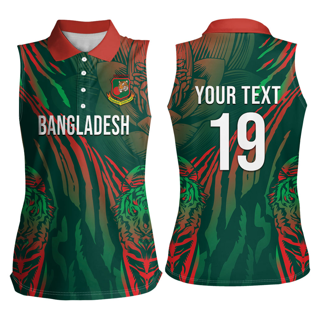 Custom Bangladesh Cricket Women Sleeveless Polo Shirt Royal Bengal Tiger Spirit