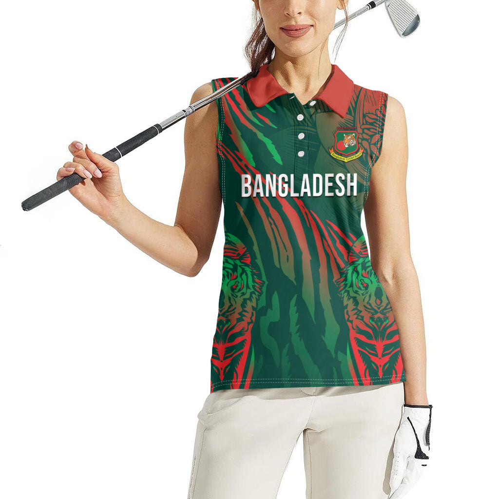 Custom Bangladesh Cricket Women Sleeveless Polo Shirt Royal Bengal Tiger Spirit