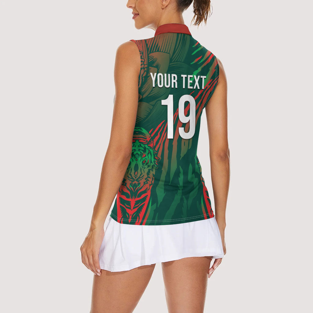 Custom Bangladesh Cricket Women Sleeveless Polo Shirt Royal Bengal Tiger Spirit