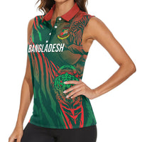 Custom Bangladesh Cricket Women Sleeveless Polo Shirt Royal Bengal Tiger Spirit